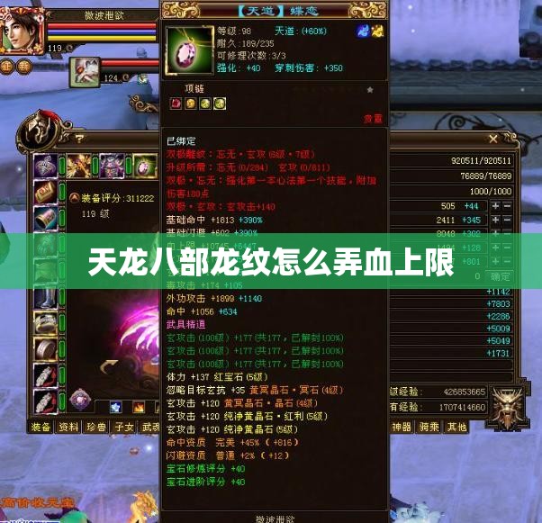 天龙八部龙纹怎么弄血上限