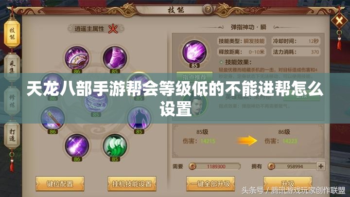 天龙八部私服帮会等级低的不能进帮怎么设置