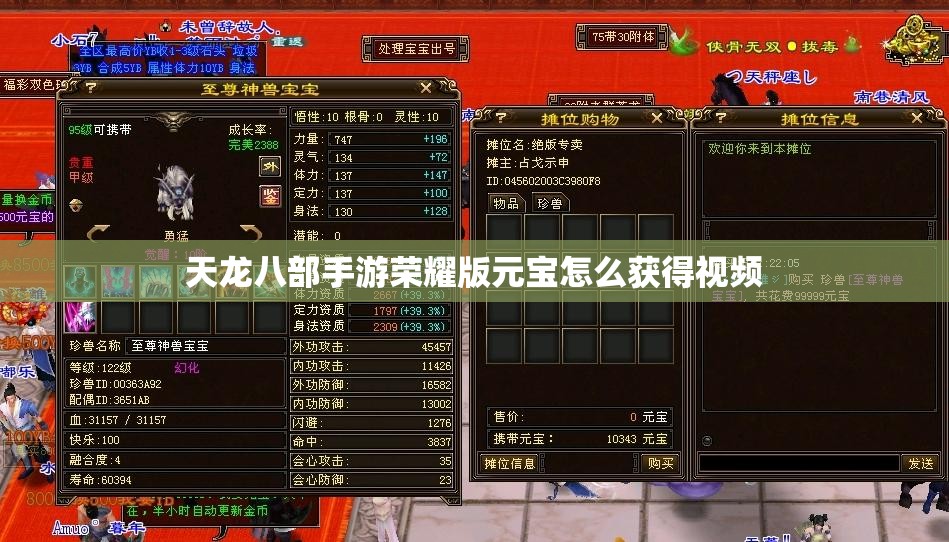 天龙八部私服荣耀版元宝怎么获得视频