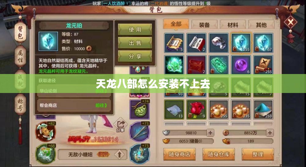 天龙八部怎么安装不上去 天龙八部怎么安装不上去