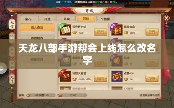 天龙八部私服帮会上线怎么改名字