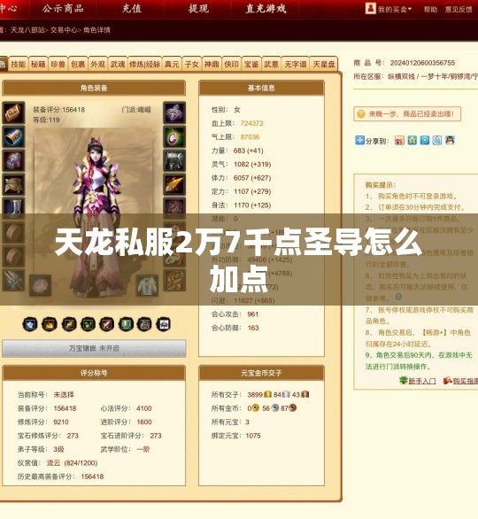 天龙私服2万7千点圣导怎么加点 天龙私服2万7千点圣导怎么加点