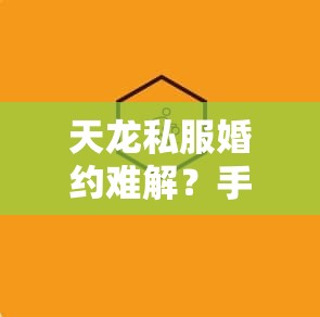 天龙私服婚约难解?手游玩家如何自救? 天龙私服婚约难解?手游玩家如何自救?