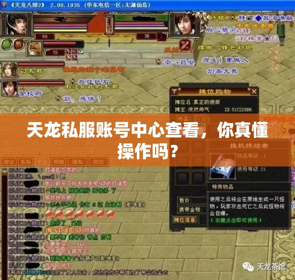 天龙私服账号中心查看,你真懂操作吗? 天龙私服账号中心查看,你真懂操作吗?