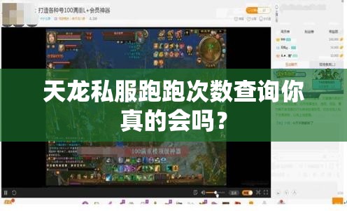 天龙私服跑跑次数查询你真的会吗? 天龙私服跑跑次数查询你真的会吗?