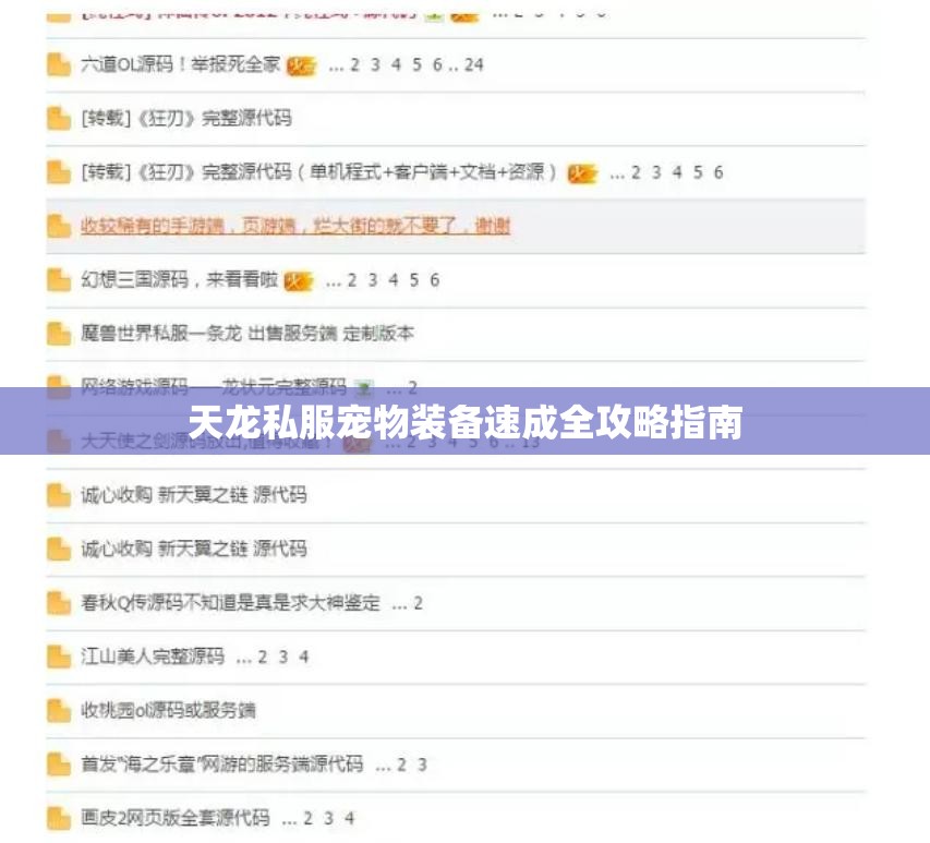 天龙私服宠物装备速成全攻略指南 天龙私服宠物装备速成全攻略指南
