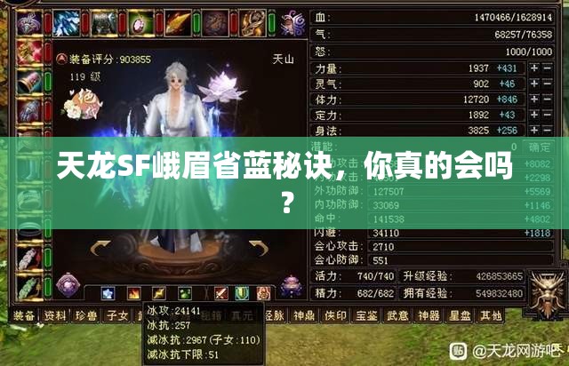 天龙SF峨眉省蓝秘诀,你真的会吗? 天龙SF峨眉省蓝秘诀,你真的会吗?