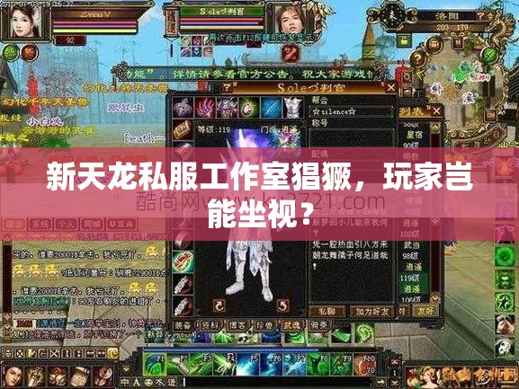 新天龙私服工作室猖獗,玩家岂能坐视? 新天龙私服工作室猖獗,玩家岂能坐视?