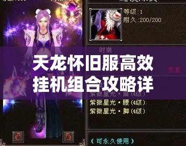 天龙怀旧服高效挂机组合攻略详解 天龙怀旧服高效挂机组合攻略详解