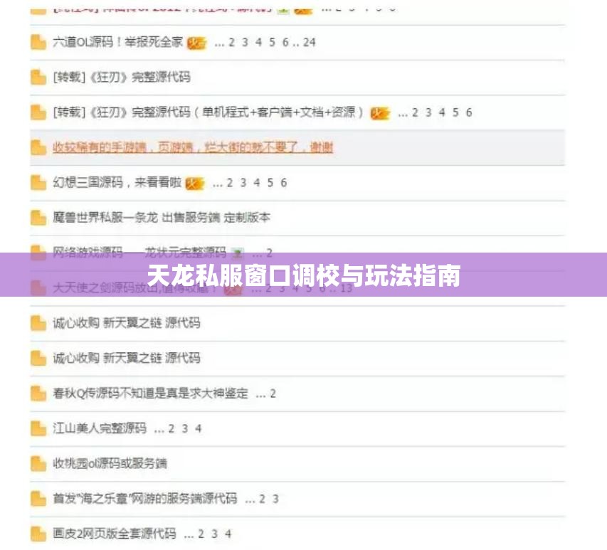 天龙私服窗口调校与玩法指南